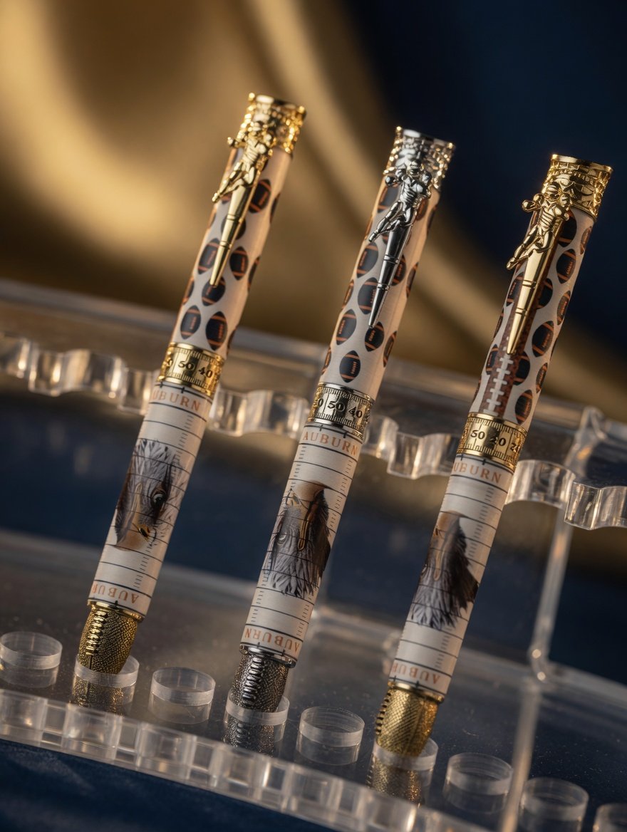 Auburn Tigers commemorative rollerball pen with ornate gold-tone metalwork on a turned resin barrel