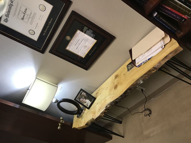 Live-edge desk in office setting